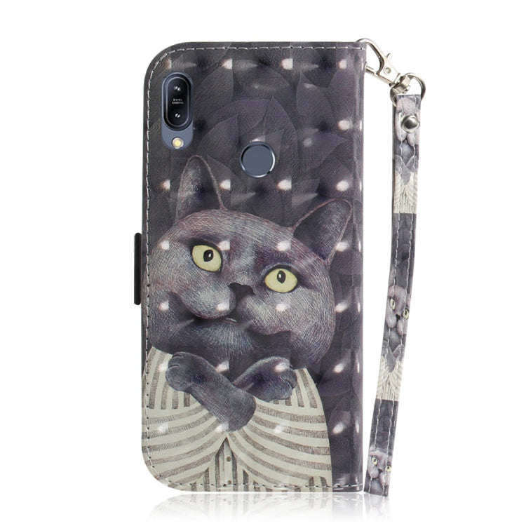 3D Colored Drawing Hug Cat Pattern Horizontal Flip Leather Case for Asus Zenfone Max (M2) ZB633KL...