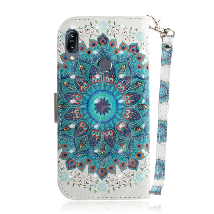 3D Colored Drawing Peacock Wreath Pattern Horizontal Flip Leather Case for Asus Zenfone Max (M2) ...