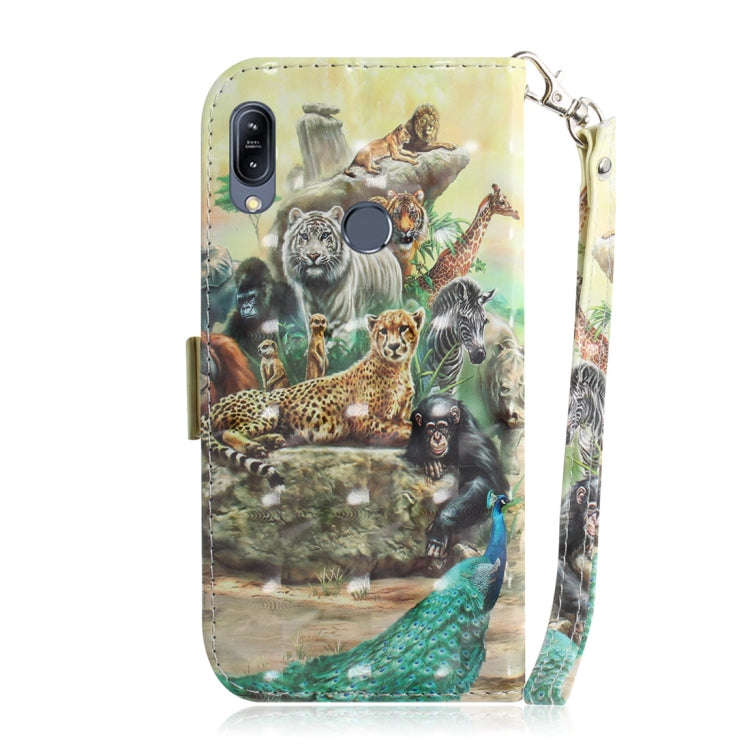 3D Colored Drawing Animals Pattern Horizontal Flip Leather Case for Asus Zenfone Max (M2) ZB633KL...