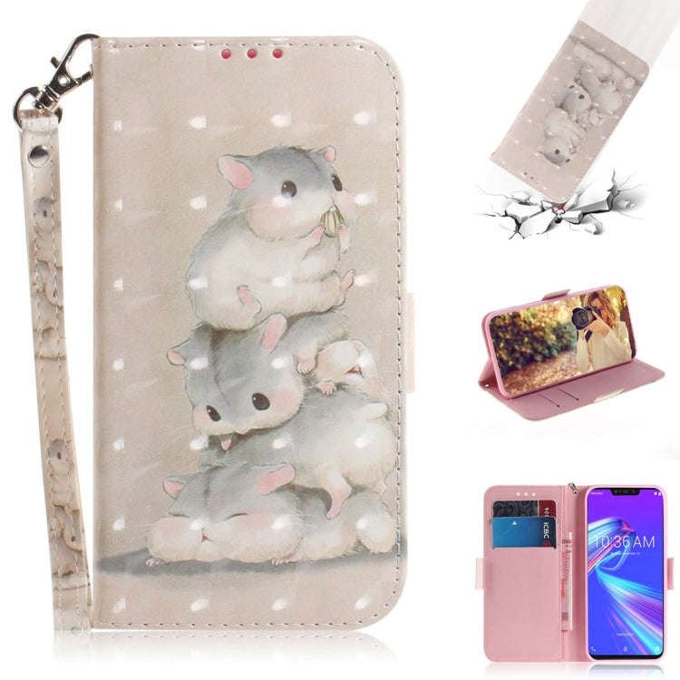 3D Colored Drawing Squirrels Pattern Horizontal Flip Leather Case for Asus Zenfone Max (M2) ZB633...