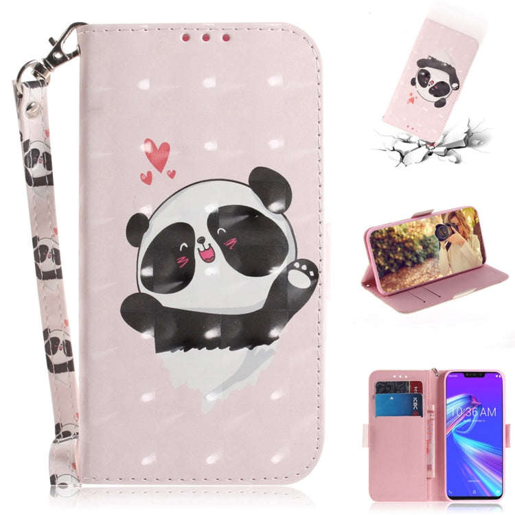 3D Colored Drawing Heart Panda Pattern Horizontal Flip Leather Case for Asus Zenfone Max (M2) ZB6...