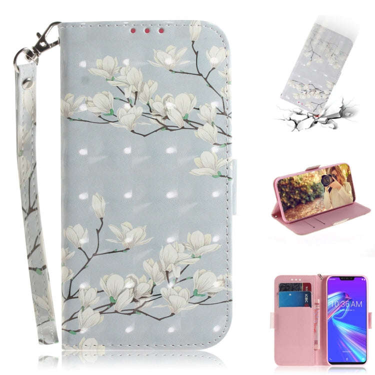 3D Colored Drawing Magnolia Pattern Horizontal Flip Leather Case for Asus Zenfone Max (M2) ZB633K...