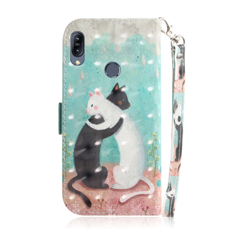 3D Colored Drawing Cats Pattern Horizontal Flip Leather Case for Asus Zenfone Max (M2) ZB633KL, w...