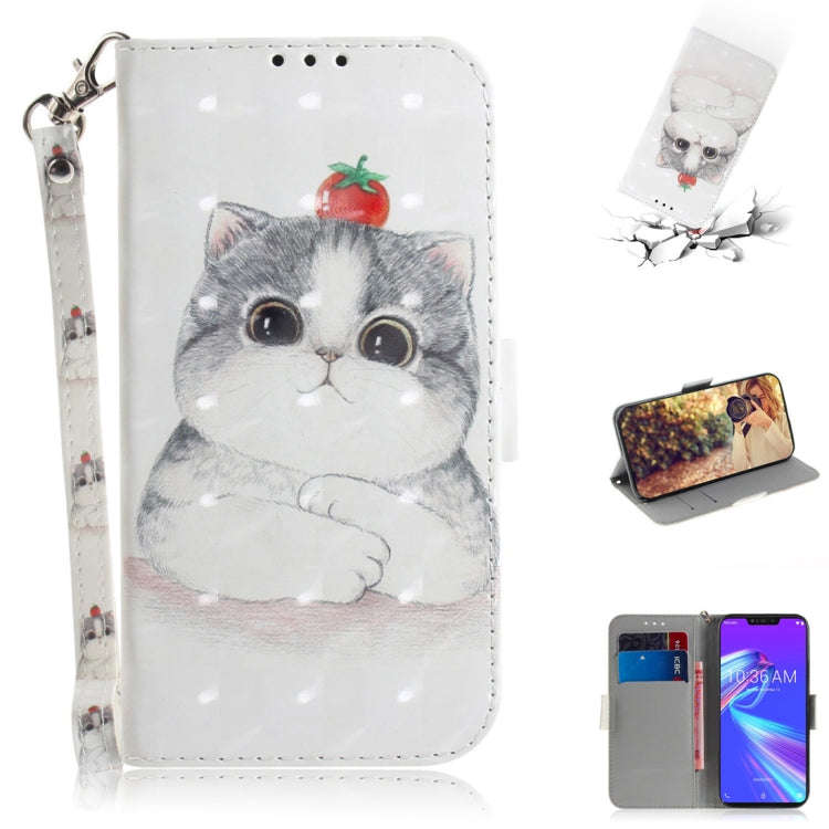 3D Colored Drawing Cute Cat Pattern Horizontal Flip Leather Case for Asus Zenfone Max (M2) ZB633K...