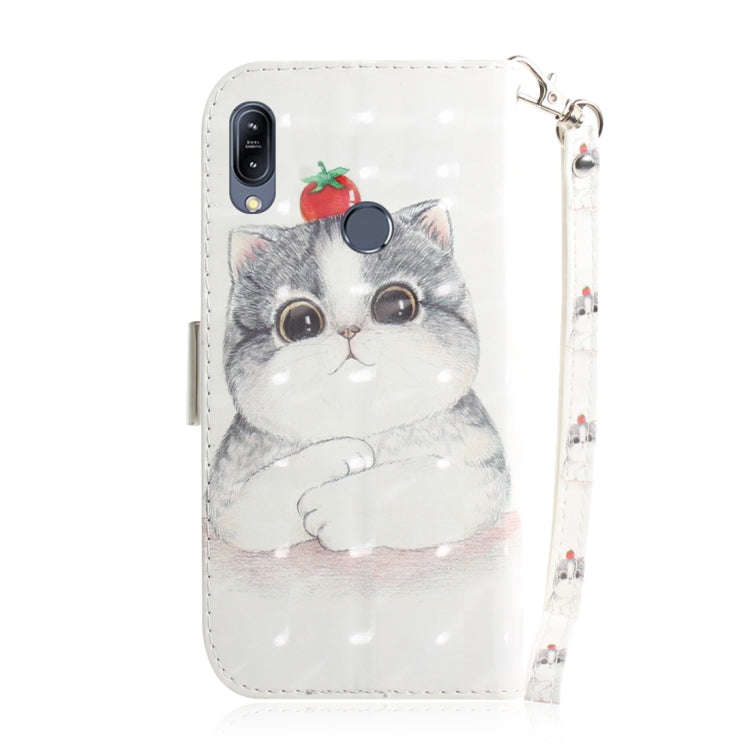 3D Colored Drawing Cute Cat Pattern Horizontal Flip Leather Case for Asus Zenfone Max (M2) ZB633K...