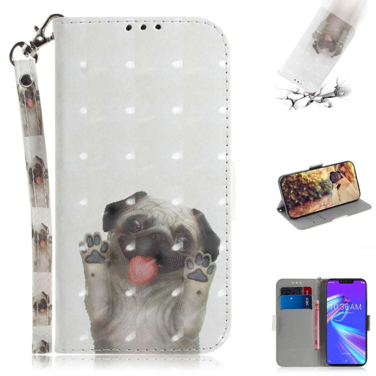 3D Colored Drawing Dog  Pattern Horizontal Flip Leather Case for Asus Zenfone Max (M2) ZB633KL, w...