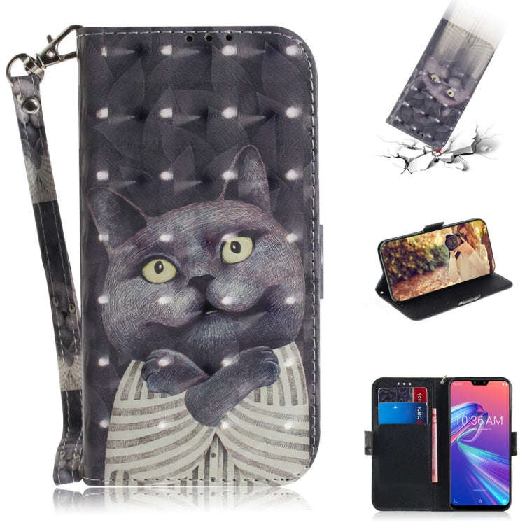 3D Colored Drawing Hug Cat Pattern Horizontal Flip Leather Case for Asus Zenfone Max Pro (M2) ZB6...
