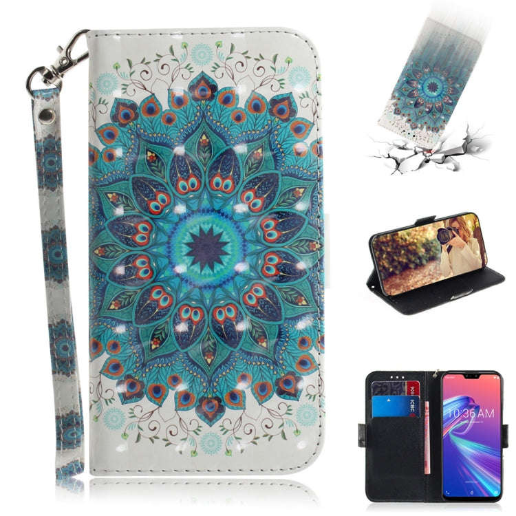 3D Colored Drawing Peacock Wreath Pattern Horizontal Flip Leather Case for Asus Zenfone Max Pro (...
