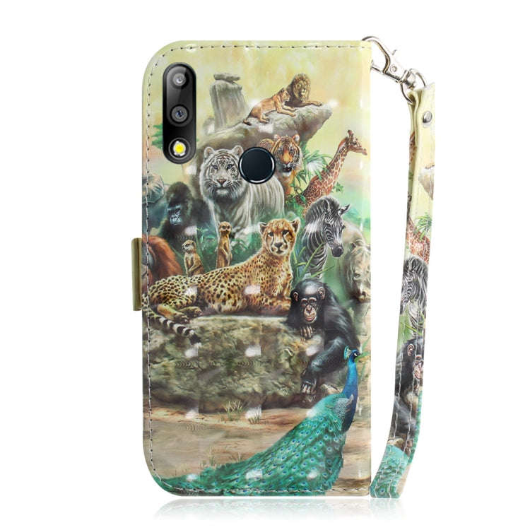 3D Colored Drawing Animals Pattern Horizontal Flip Leather Case for Asus Zenfone Max Pro (M2) ZB6...