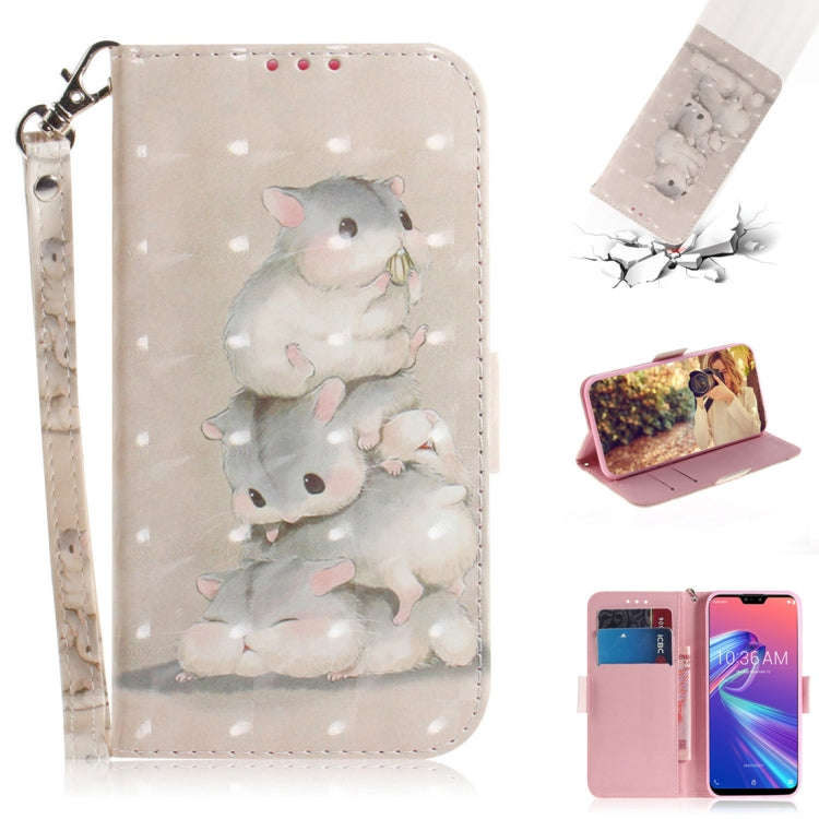 3D Colored Drawing Squirrels Pattern Horizontal Flip Leather Case for Asus Zenfone Max Pro (M2) Z...