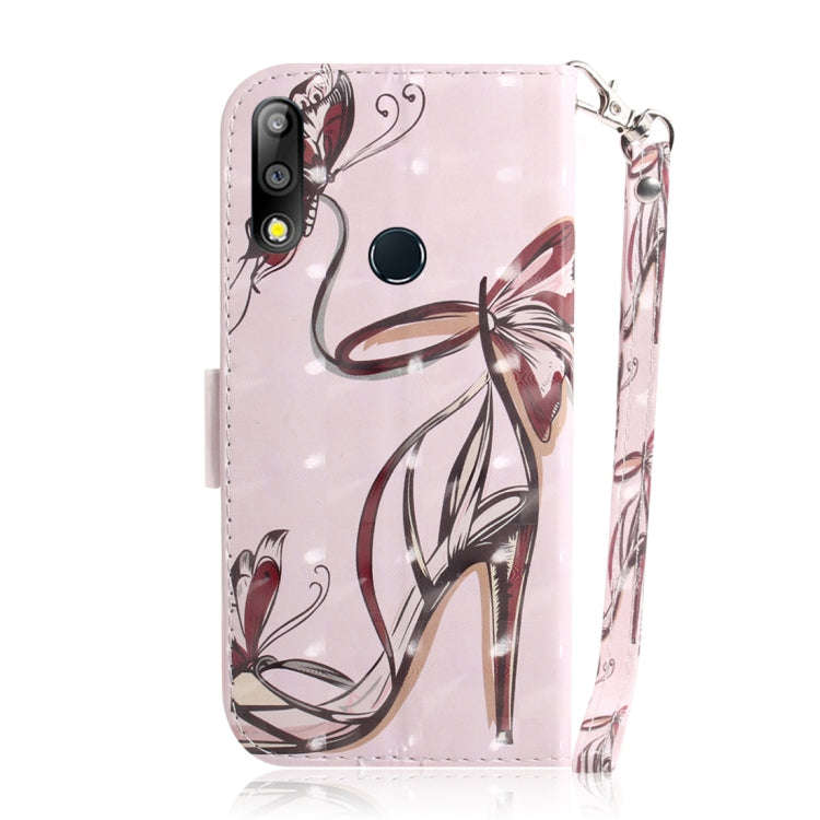 3D Colored Drawing Butterfly High-heeled Shoes Pattern Horizontal Flip Leather Case for Asus Zenf...