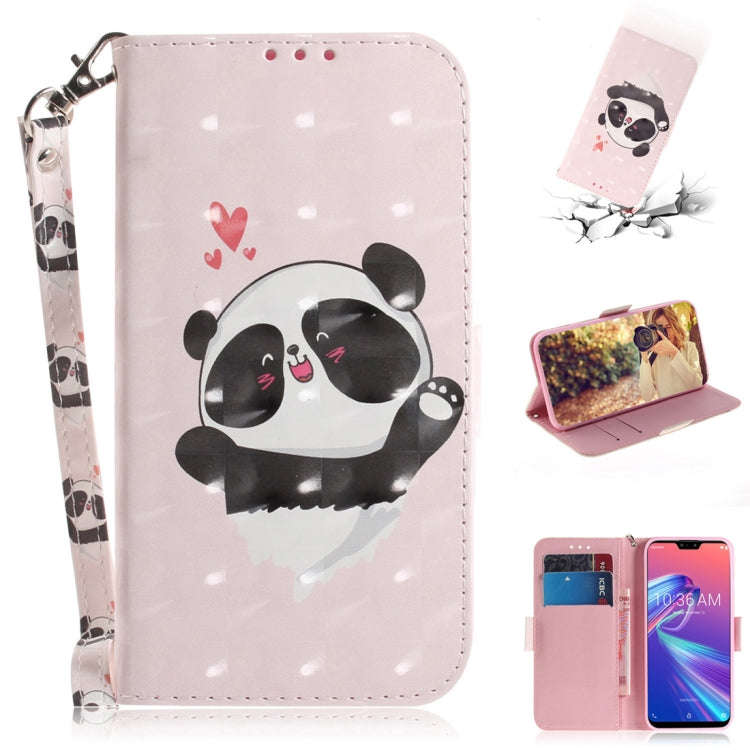 3D Colored Drawing Heart Panda Pattern Horizontal Flip Leather Case for Asus Zenfone Max Pro (M2)...
