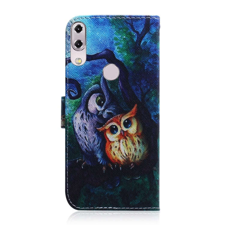 Oil Painting Owl Pattern Coloured Drawing Horizontal Flip Leather Case for Asus Zenfone 5z ZS620K...