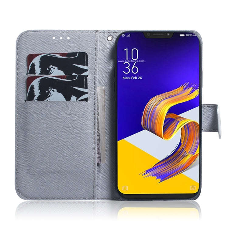 Oil Painting Owl Pattern Coloured Drawing Horizontal Flip Leather Case for Asus Zenfone 5z ZS620K...