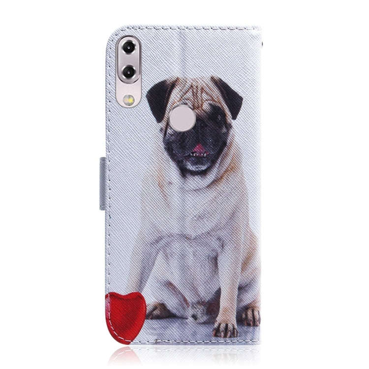 Pug Pattern Coloured Drawing Horizontal Flip Leather Case for Asus Zenfone 5z ZS620KL / Zenfone 5...