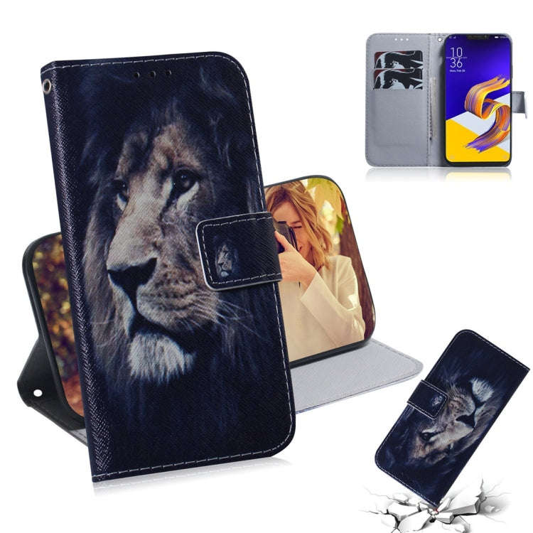 Lion Pattern Coloured Drawing Horizontal Flip Leather Case for Asus Zenfone 5z ZS620KL / Zenfone ...