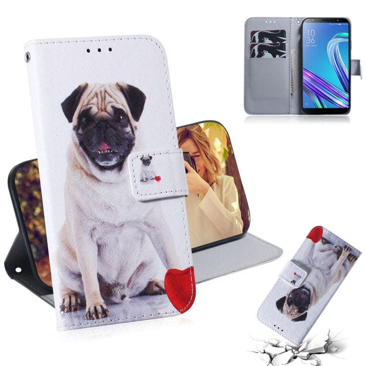 Pug Pattern Coloured Drawing Horizontal Flip Leather Case for Asus Zenfone Max (M1) ZB555KL, with...