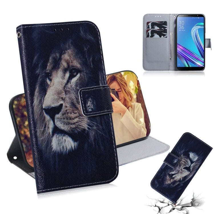 Lion Pattern Coloured Drawing Horizontal Flip Leather Case for Asus Zenfone Max (M1) ZB555KL, wit...