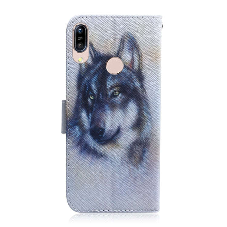 White Wolf Pattern Coloured Drawing Horizontal Flip Leather Case for Asus Zenfone Max (M1) ZB555K...
