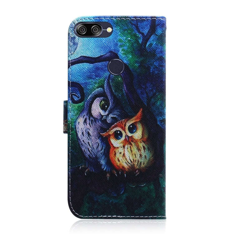 Oil Painting Owl Pattern Coloured Drawing Horizontal Flip Leather Case for Asus Zenfone Max Plus ...