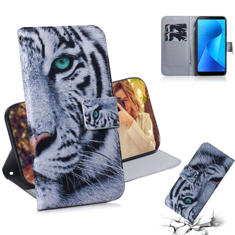 Tiger Pattern Coloured Drawing Horizontal Flip Leather Case for Asus Zenfone Max Plus (M1) ZB570T...