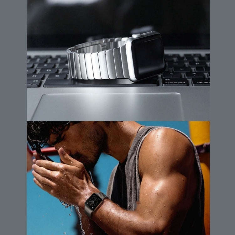 For Apple Watch 42mm Stainless Steel Watch Band(Black)