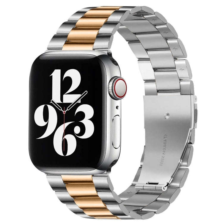 Fold Buckle 3 Beads Stainless Steel Watch Band For Apple Watch Ultra 49mm&Watch Ultra 2 49mm / Se...