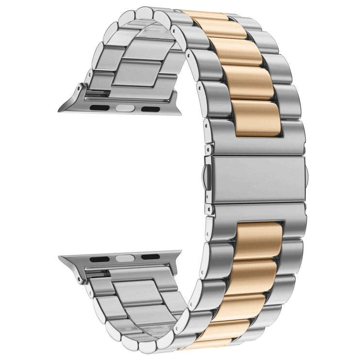 Fold Buckle 3 Beads Stainless Steel Watch Band For Apple Watch Ultra 49mm&Watch Ultra 2 49mm / Se...