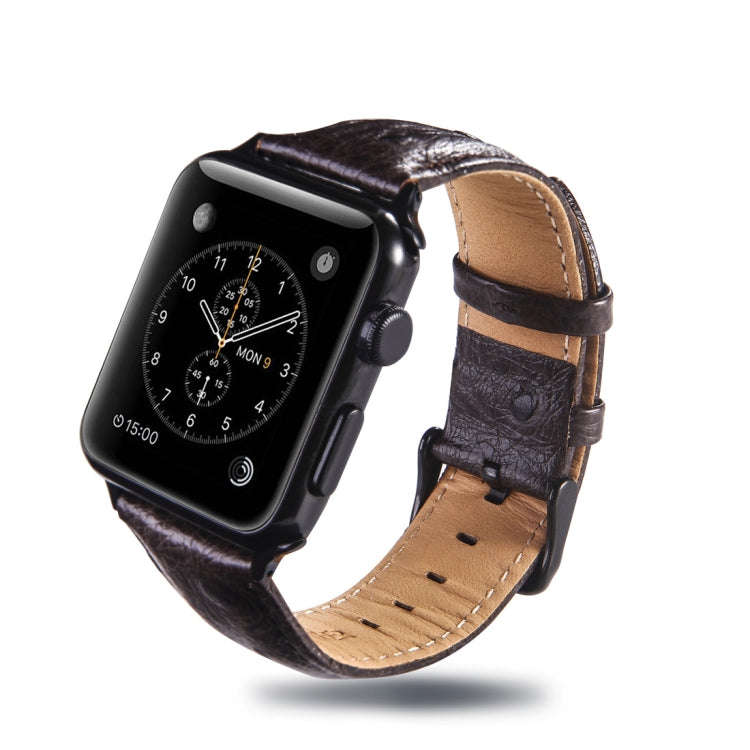 Ostrich Skin Texture Genuine Leather Wrist Watch Band for Apple Watch Series 3 & 2 & 1 42mm(Coffee)