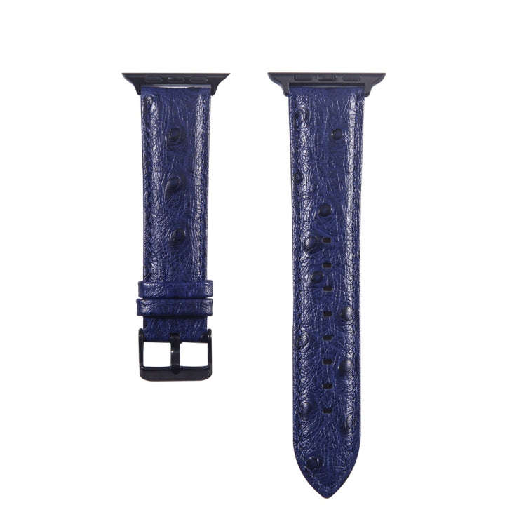 Ostrich Skin Texture Genuine Leather Wrist Watch Band for Apple Watch Series 3 & 2 & 1 42mm(Blue)
