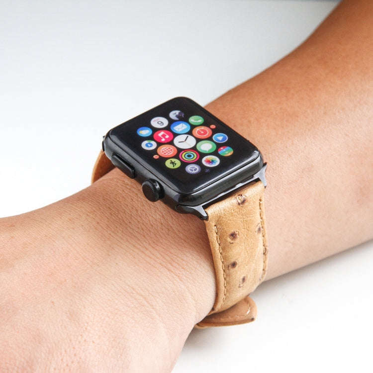 Ostrich Skin Texture Genuine Leather Wrist Watch Band for Apple Watch Series 3 & 2 & 1 42mm(Light...