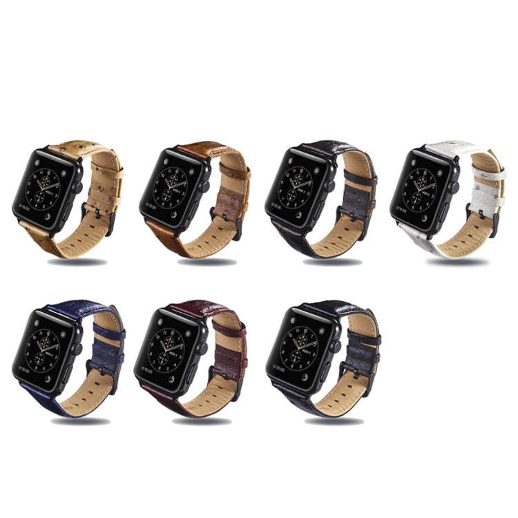 Ostrich Skin Texture Genuine Leather Wrist Watch Band for Apple Watch Series 3 & 2 & 1 42mm(Blue)