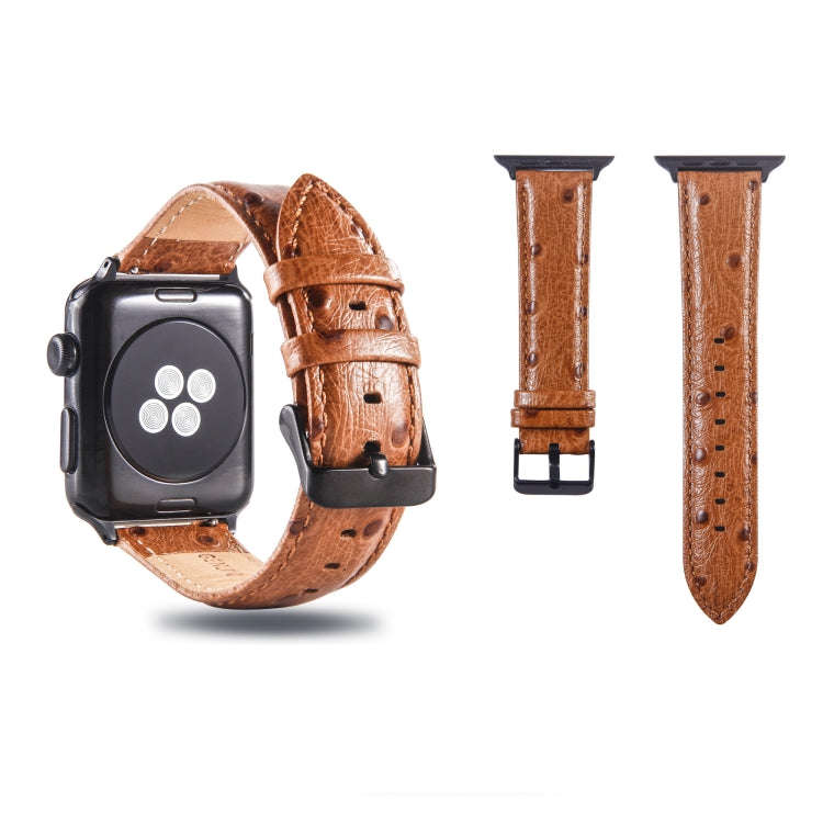 Ostrich Skin Texture Genuine Leather Wrist Watch Band for Apple Watch Series 3 & 2 & 1 38mm(Dark ...