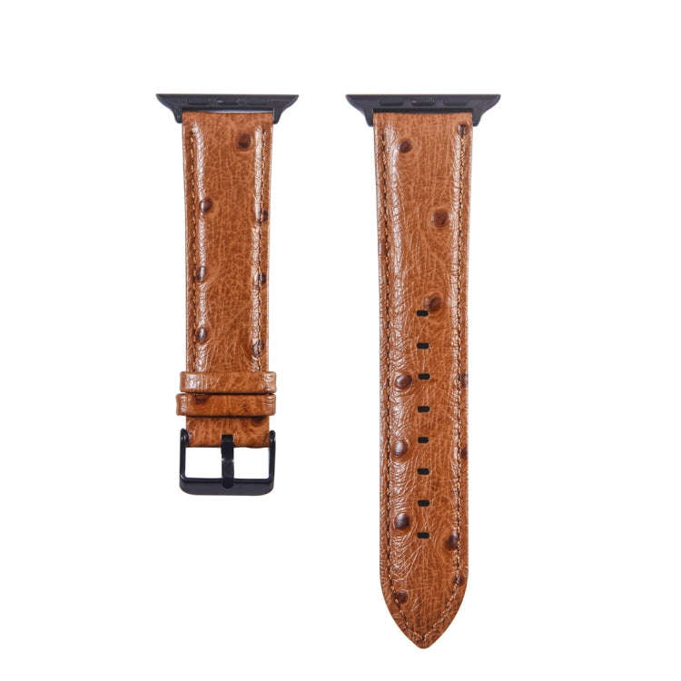 Ostrich Skin Texture Genuine Leather Wrist Watch Band for Apple Watch Series 3 & 2 & 1 38mm(Dark ...