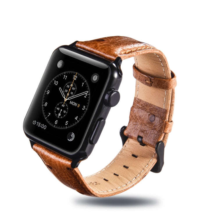 Ostrich Skin Texture Genuine Leather Wrist Watch Band for Apple Watch Series 3 & 2 & 1 38mm(Dark ...