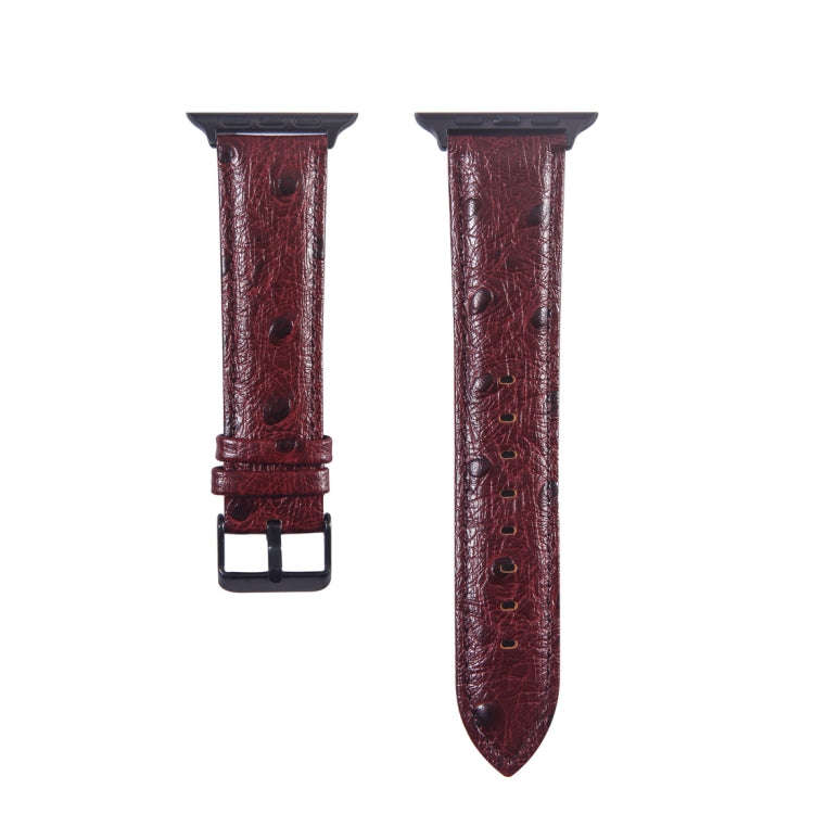 Ostrich Skin Texture Genuine Leather Wrist Watch Band for Apple Watch Series 3 & 2 & 1 38mm(Wine ...