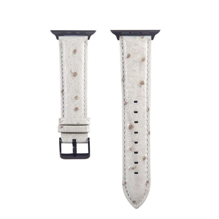 Ostrich Skin Texture Genuine Leather Wrist Watch Band for Apple Watch Series 3 & 2 & 1 38mm(White)