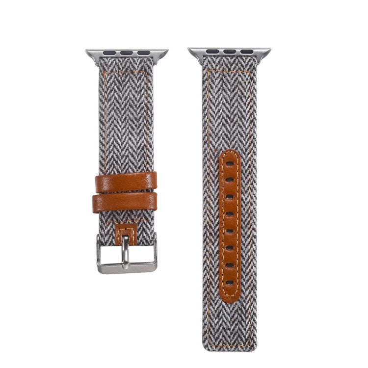 Cloth+Top-grain Leather Wrist Watch Band for Apple Watch Series 7 41mm / 6 & SE & 5 & 4 40mm / 3 ...