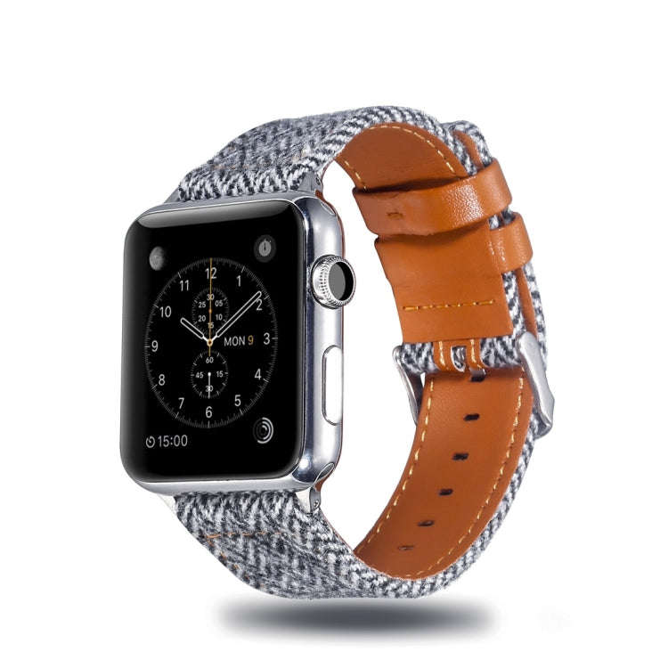 Cloth+ Top-grain Leather Wrist Watch Band for Apple Watch Ultra 49mm&Watch Ultra 2 49mm / Series ...