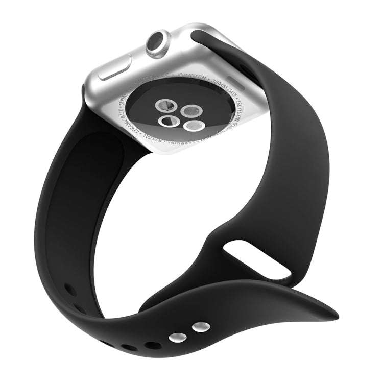 Double Rivets Silicone Watch Band for Apple Watch Series 3 & 2 & 1 42mm(Black)