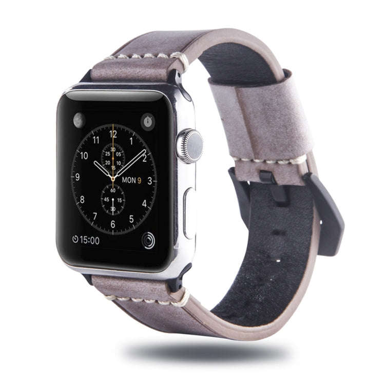 White Fog Wax Texture Top-grain Leather Strap for Apple Watch Series 7 41mm / 6 & SE & 5 & 4 40mm...