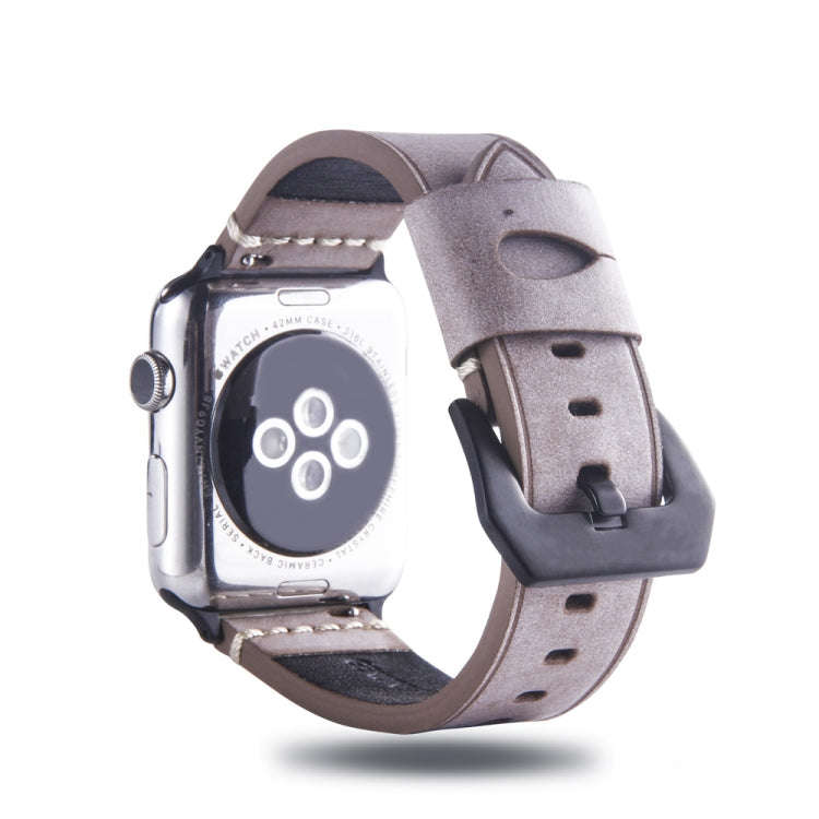 White Fog Wax Texture Top-grain Leather Strap for Apple Watch Series 7 41mm / 6 & SE & 5 & 4 40mm...