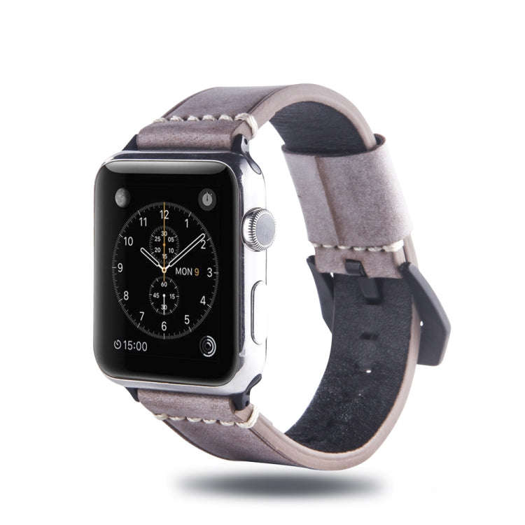 White Fog Wax Texture Top-grain Leather Strap for Apple Watch Series 7 41mm / 6 & SE & 5 & 4 40mm...
