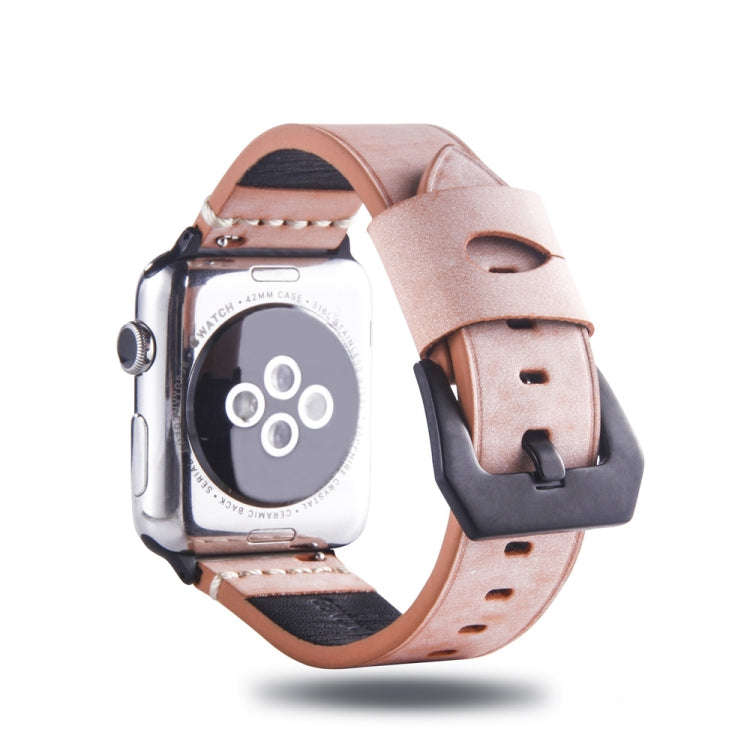 White Fog Wax Texture Top-grain Leather Strap for Apple Watch Series 7 41mm / 6 & SE & 5 & 4 40mm...