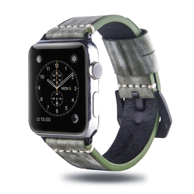 White Fog Wax Texture Top-grain Leather Strap for Apple Watch Series 10 42mm / 9&8&7 41mm / SE 3&...