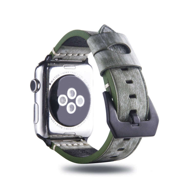 White Fog Wax Texture Top-grain Leather Strap for Apple Watch Series 10 42mm / 9&8&7 41mm / SE 3&...