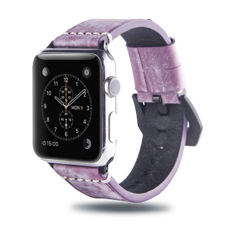 White Fog Wax Texture Top-grain Leather Strap for Apple Watch Series 7 41mm / 6 & SE & 5 & 4 40mm...
