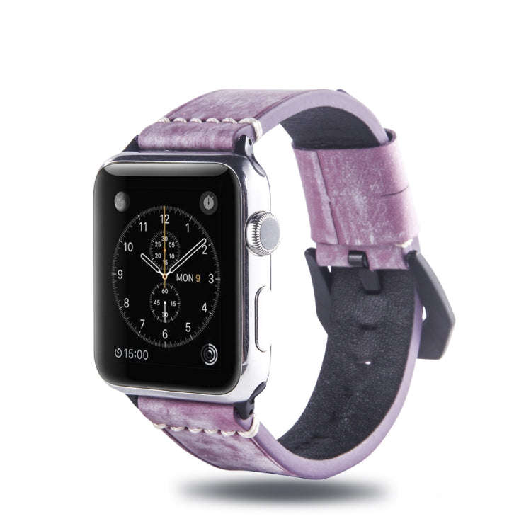 White Fog Wax Texture Top-grain Leather Strap for Apple Watch Series 7 41mm / 6 & SE & 5 & 4 40mm...
