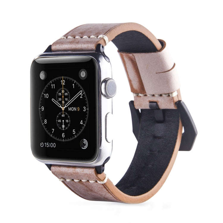 White Fog Wax Texture Top-grain Leather Strap for Apple Watch Series 7 41mm / 6 & SE & 5 & 4 40mm...