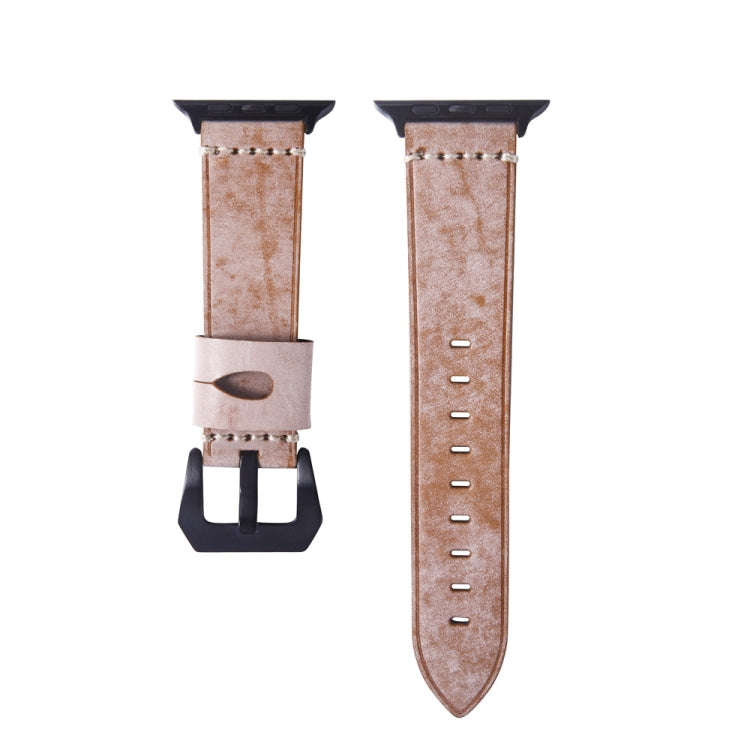 White Fog Wax Texture Top-grain Leather Strap for Apple Watch Series 7 41mm / 6 & SE & 5 & 4 40mm...